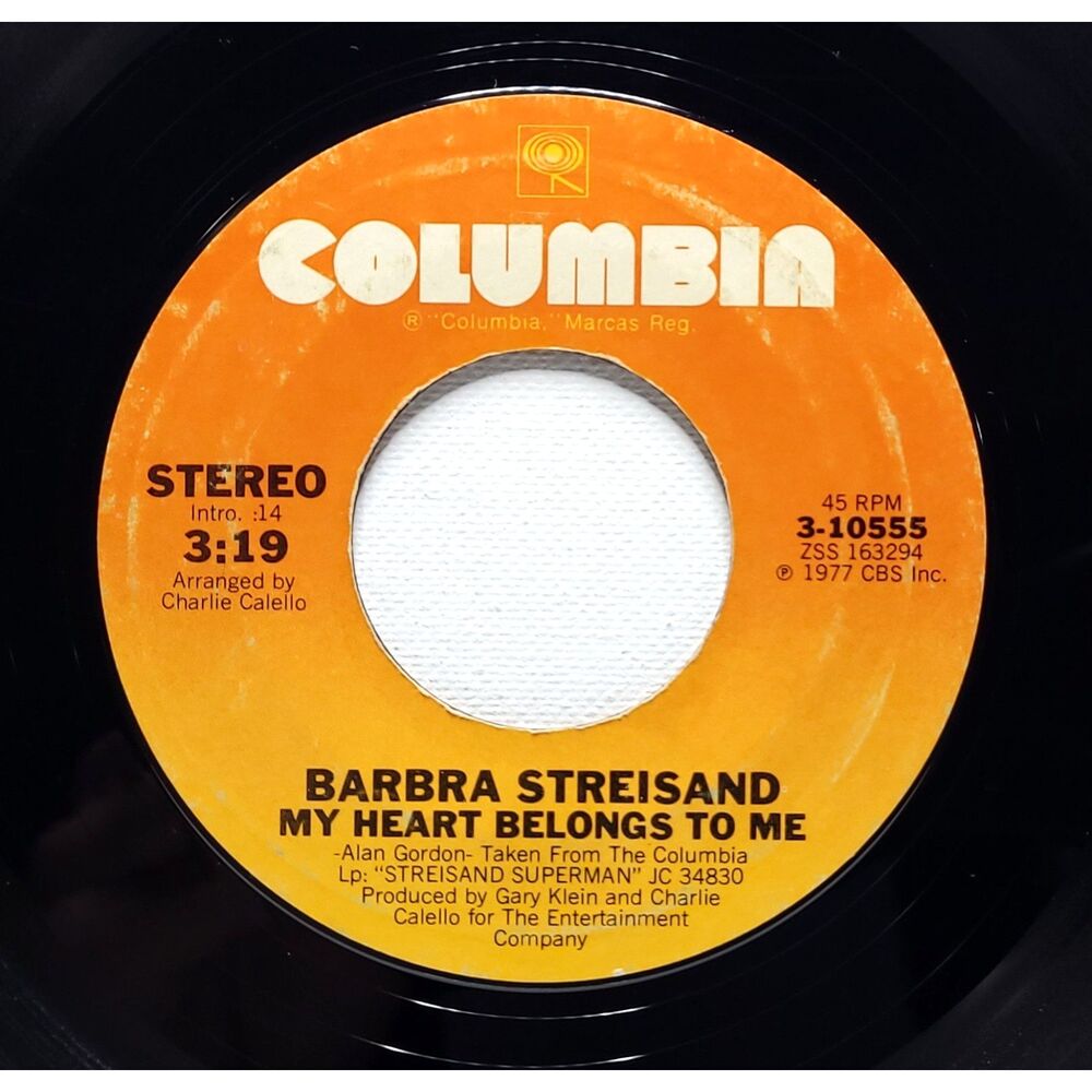 Barbra Streisand "My Heart Belongs To Me / Answer Me" 45 RPM Columbia VG